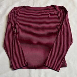 BDG Pink and Black Striped Long Sleeve Tee